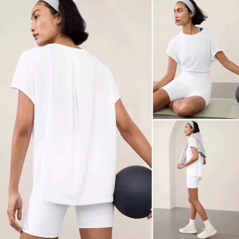 NWT Athleta White With Ease Tee